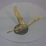 French Swan Coffee Table in Brass and Glass, 1960s