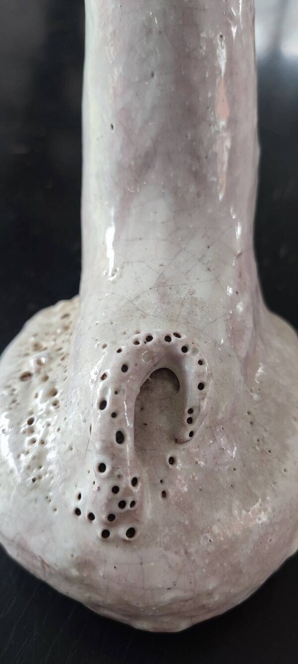 Ancienne sculpture zoomorphe terre cuite vernissée