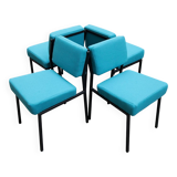 4 designer chairs, vintage 1962 (reupholstered) in the style of Pierre Guariche.