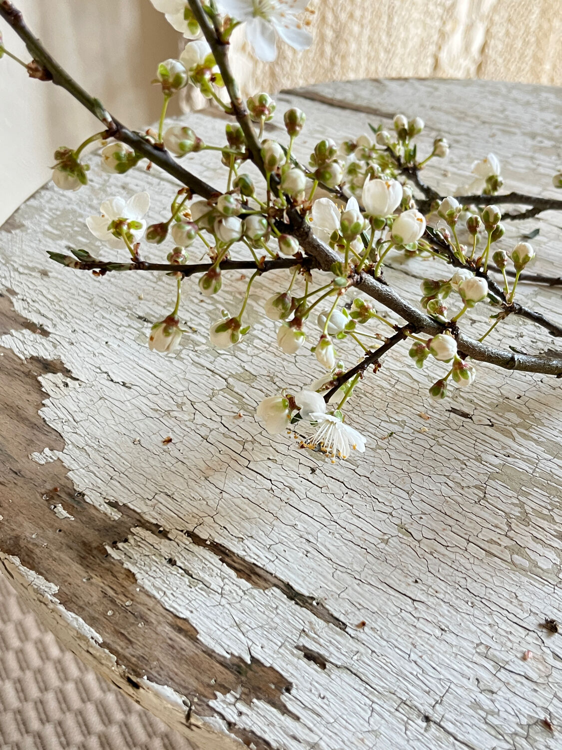 Small side table with an antique finish