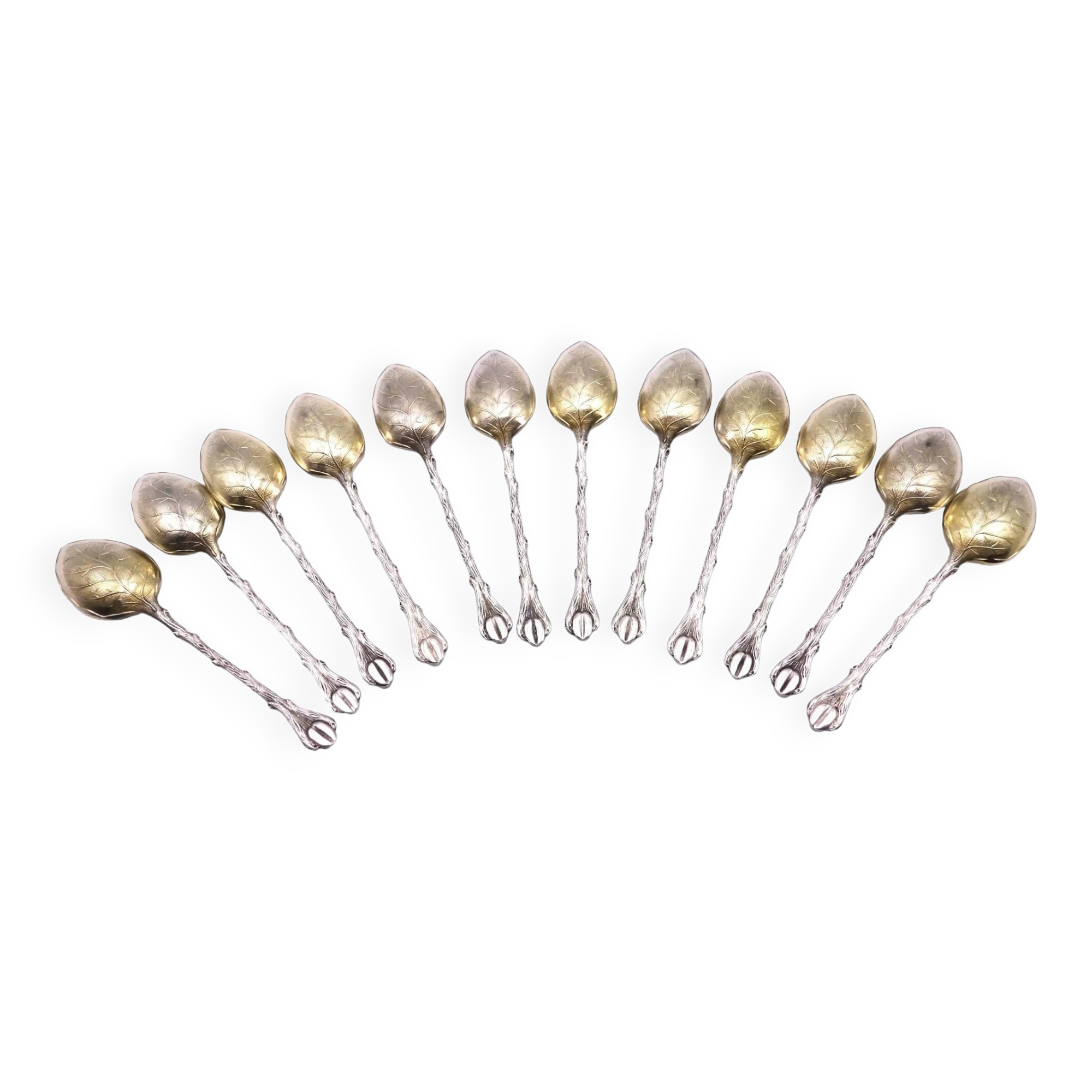12 silver-plated coffee bean mocha spoons