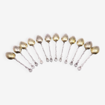 12 silver-plated coffee bean mocha spoons