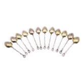 12 silver-plated coffee bean mocha spoons