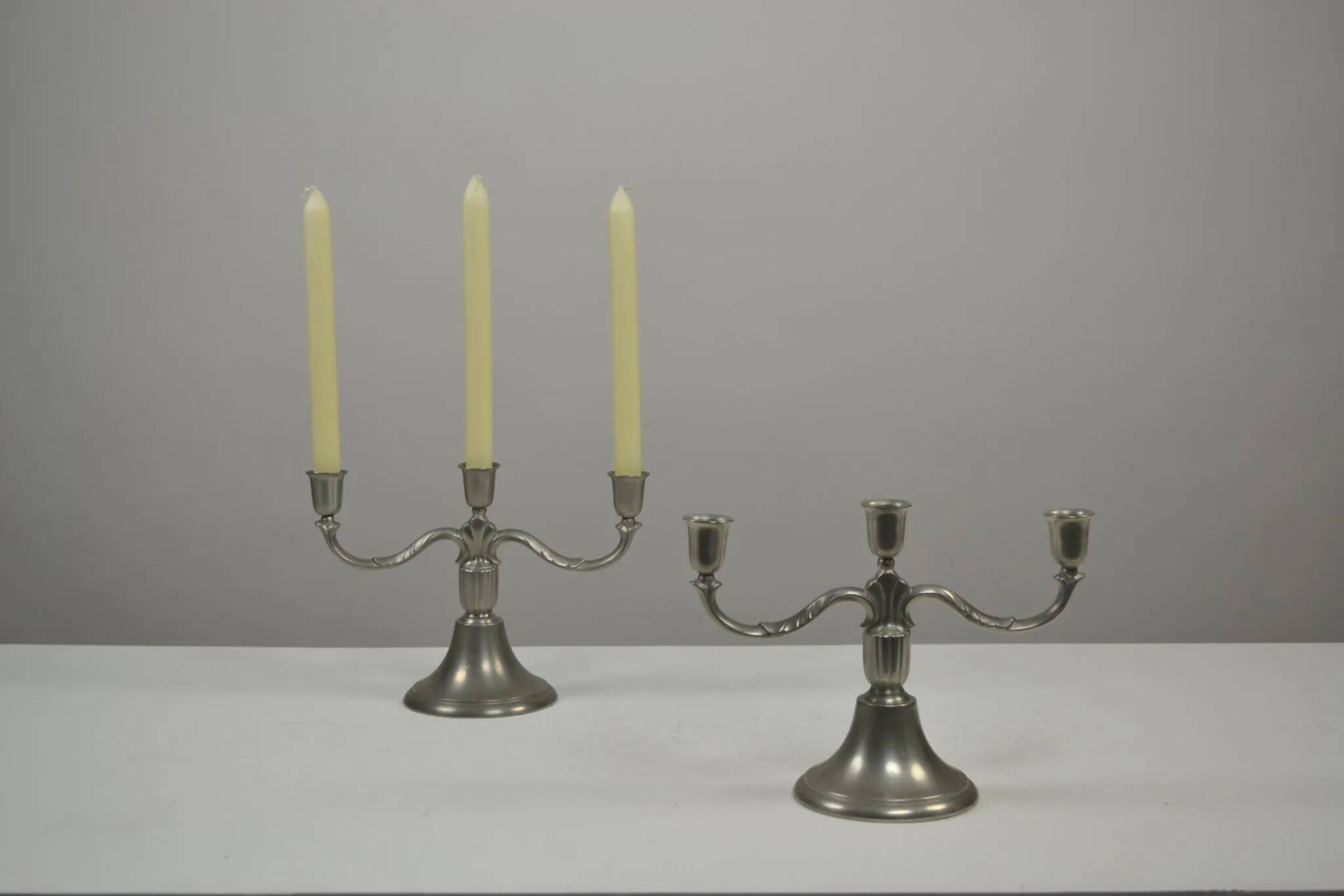 Rare pair of Pewter Candle Holders, Model 224 by GAB Tenn, Sweden, 1932