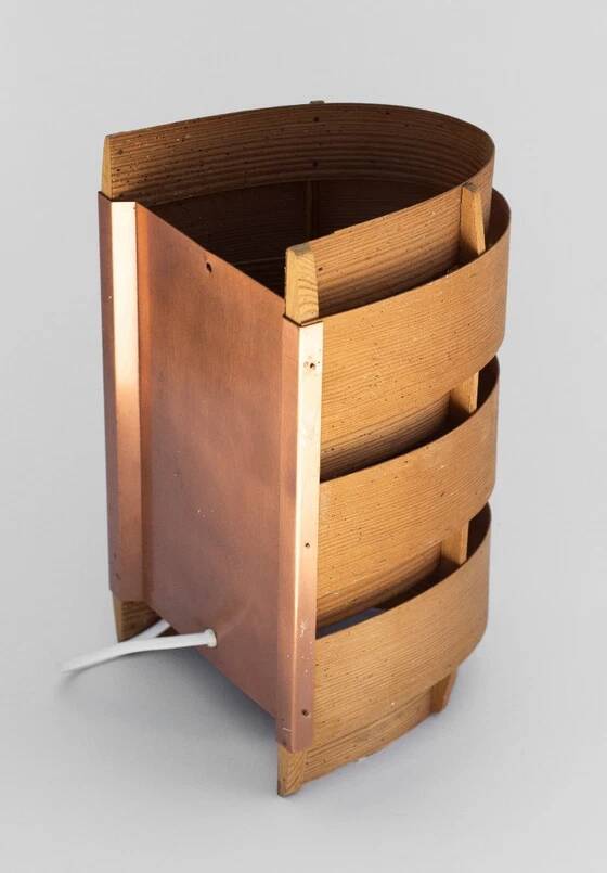 Hans-Agne Jakobsson wall lamp in pine veneer V155 - Sweden, 1960s
