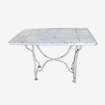Metal and wood garden table