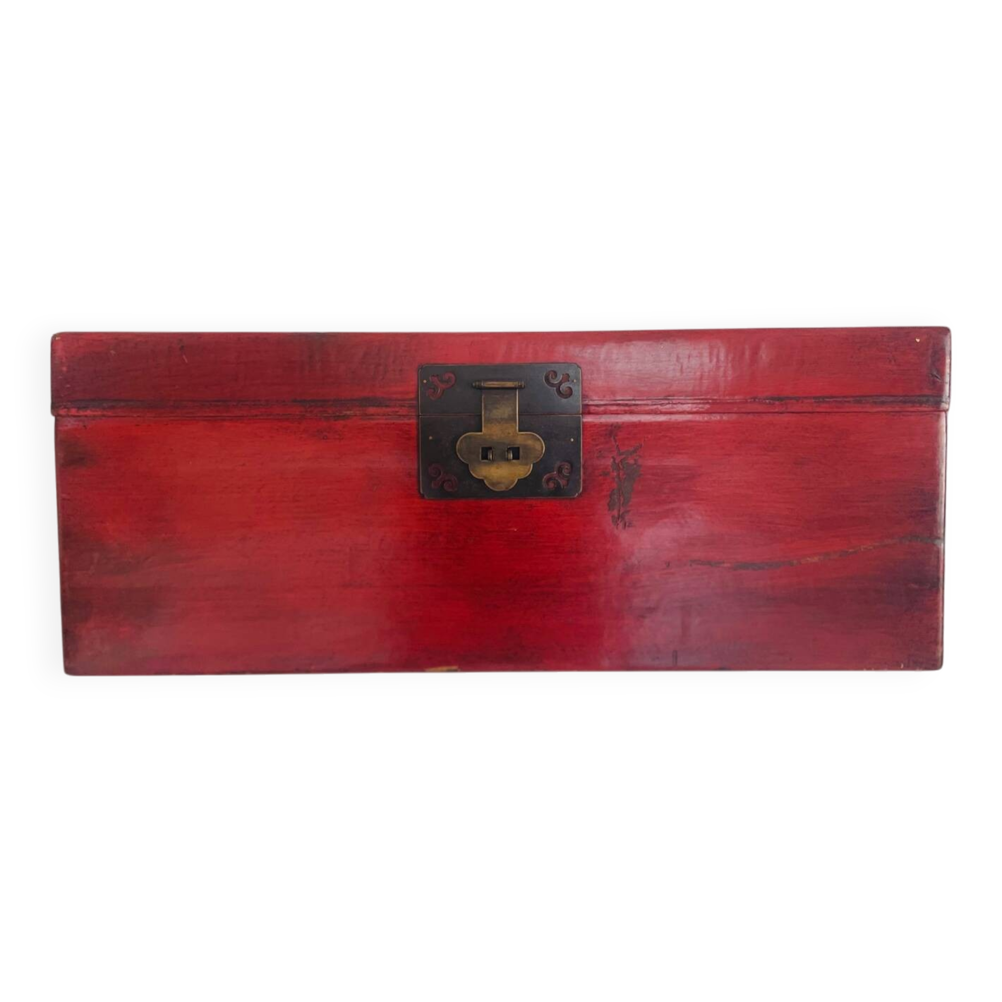 19th century red lacquered Chinese trunk