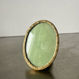 Metal gold colored oval picture frame brass