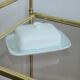 Villeroy and Boch butter dish in white porcelain with a green line.