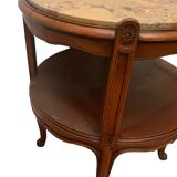 Louis XV style round pedestal table in patinated beech 20th century Table