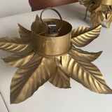 2 golden flower wall lights
