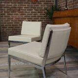 Pair of chrome and leather armchairs
