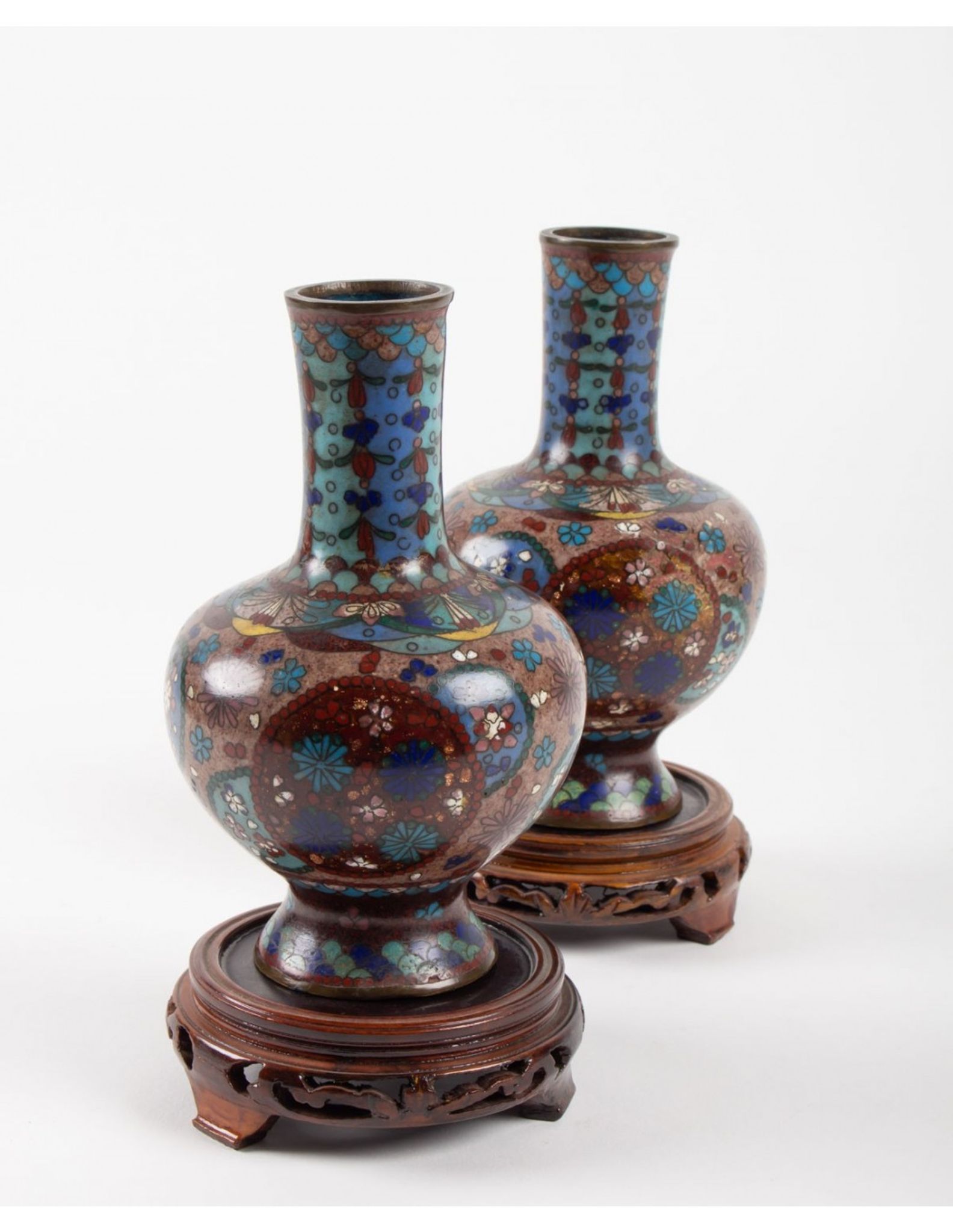 Pair of cloisonné bronze vases, china, xixth century