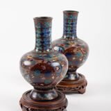 Pair of cloisonné bronze vases, china, xixth century