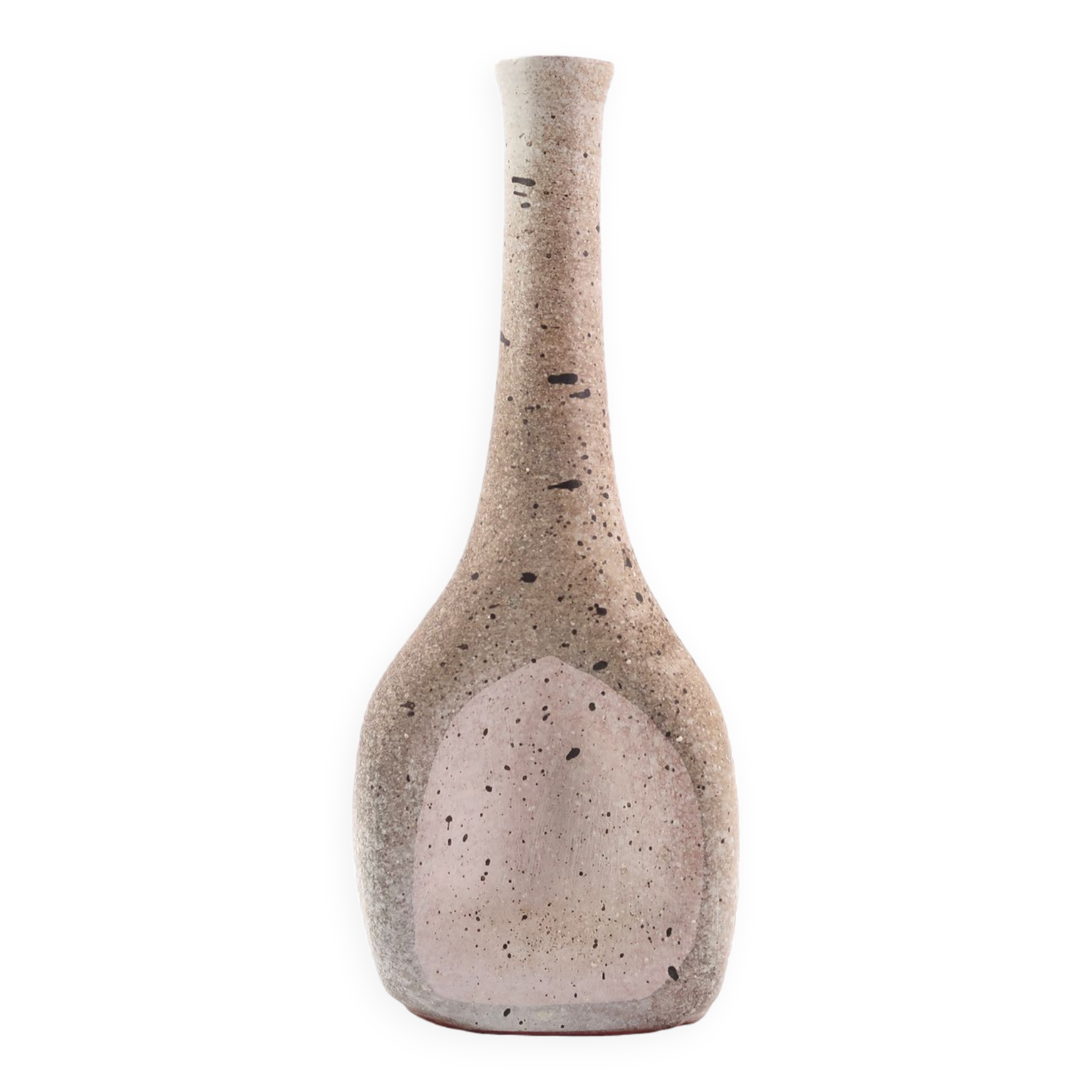 Beige grey ceramic bottle vase from Azé pottery