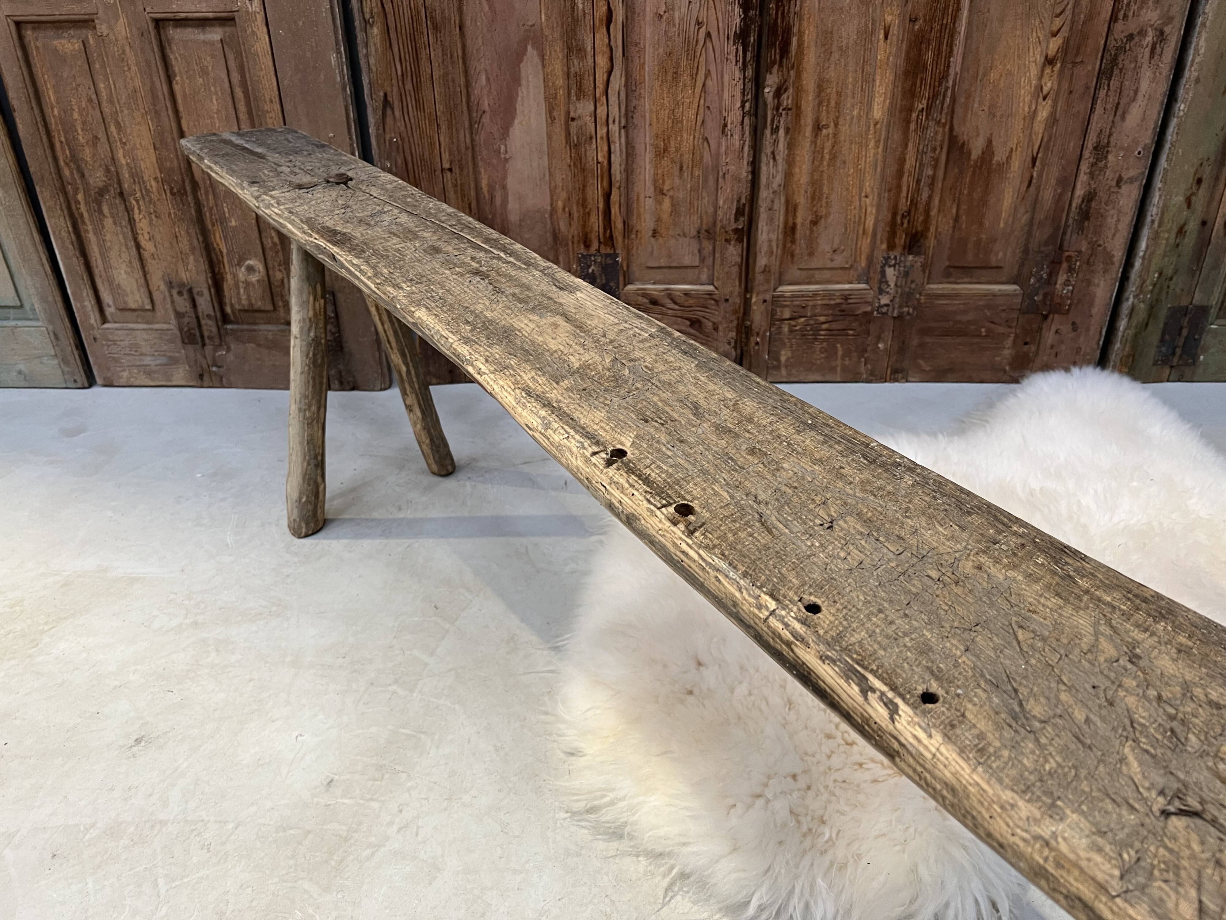 Raw wood bench