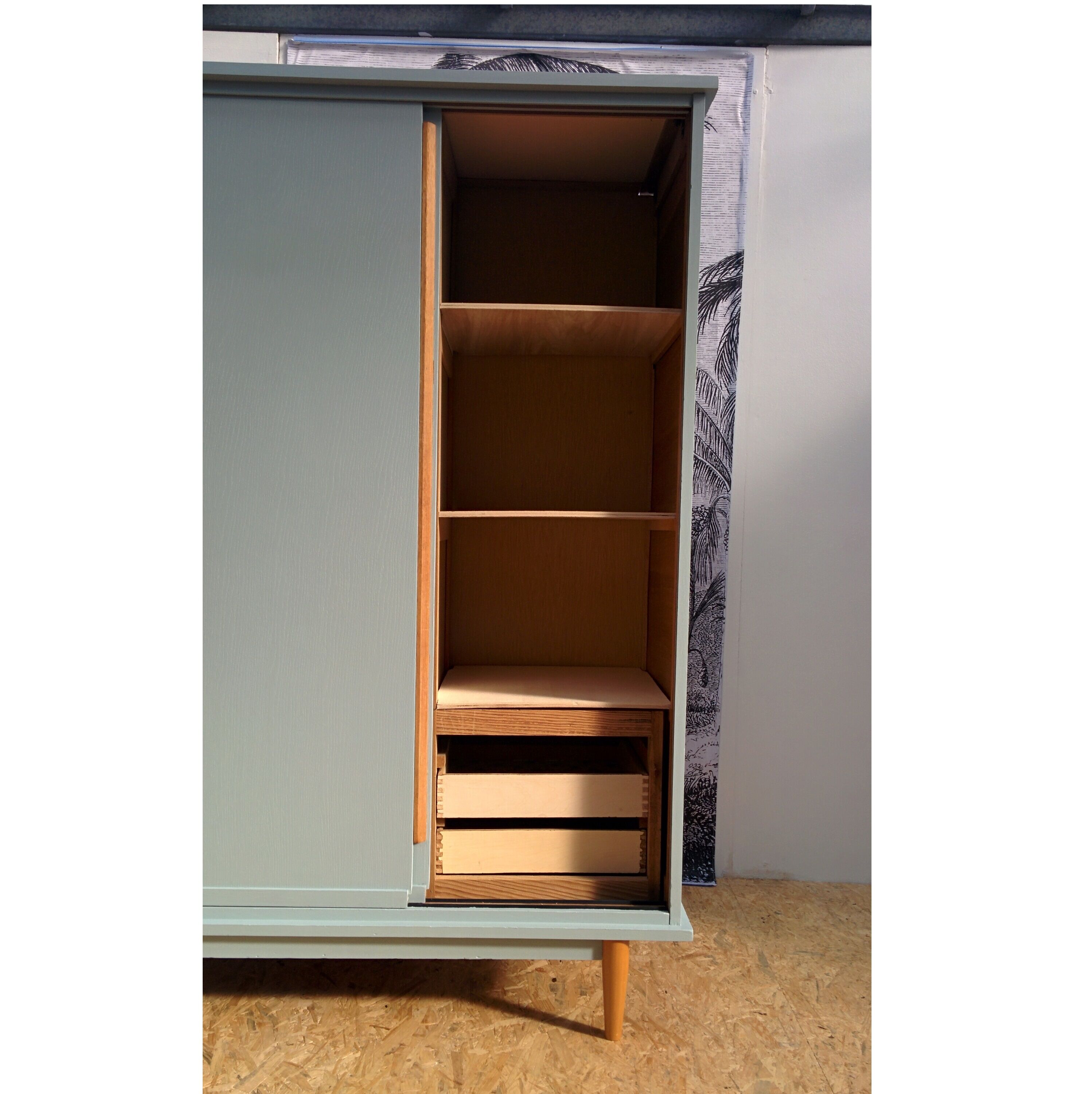 Vintage wardrobe with sliding doors