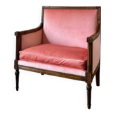 Large fauteuil en velours rose