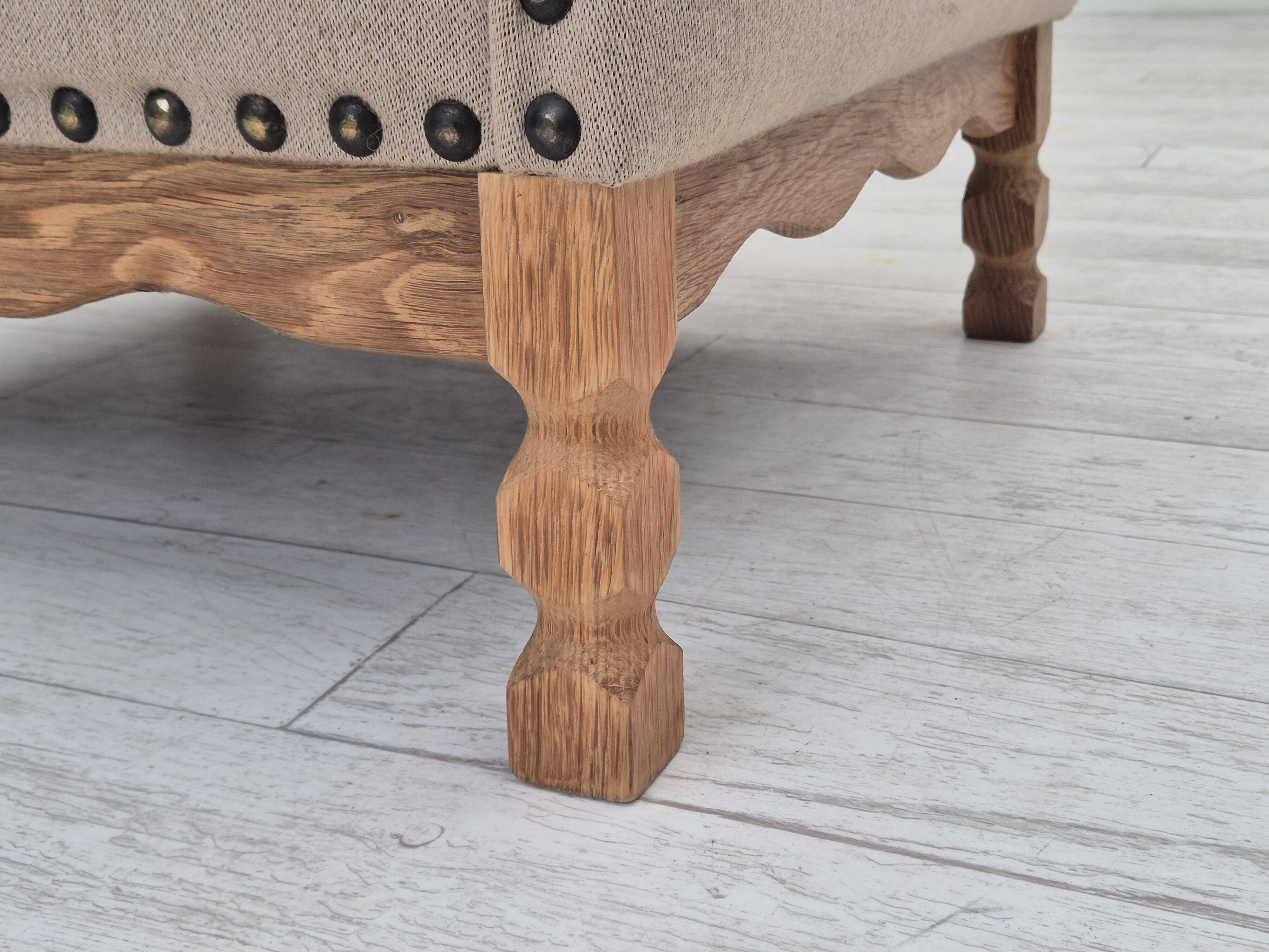 1970s, Danish armchair, furniture wool fabric, oak wood, original condition