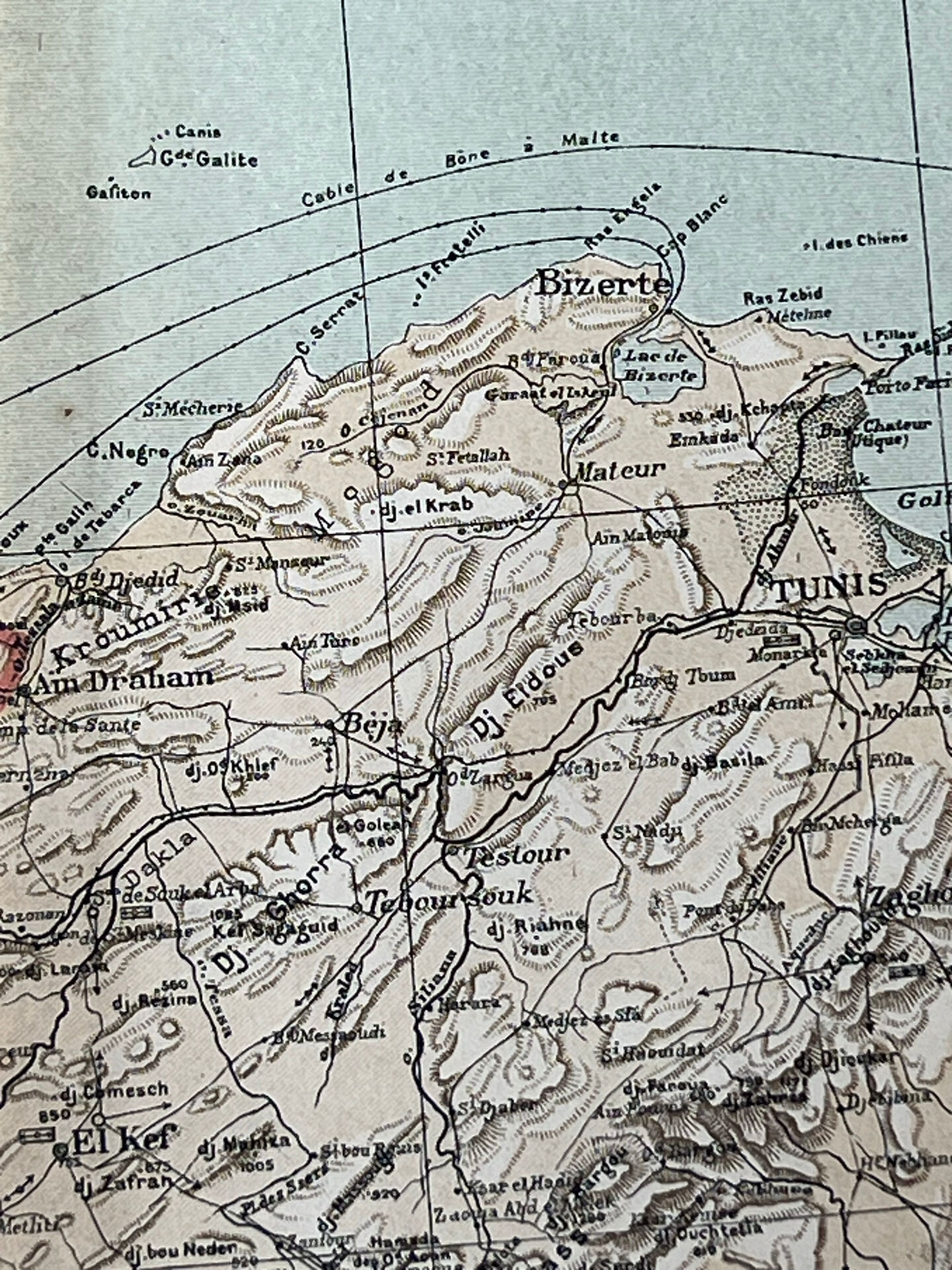 Carte ancienne Algérie et Tunisie 72,5x47cm