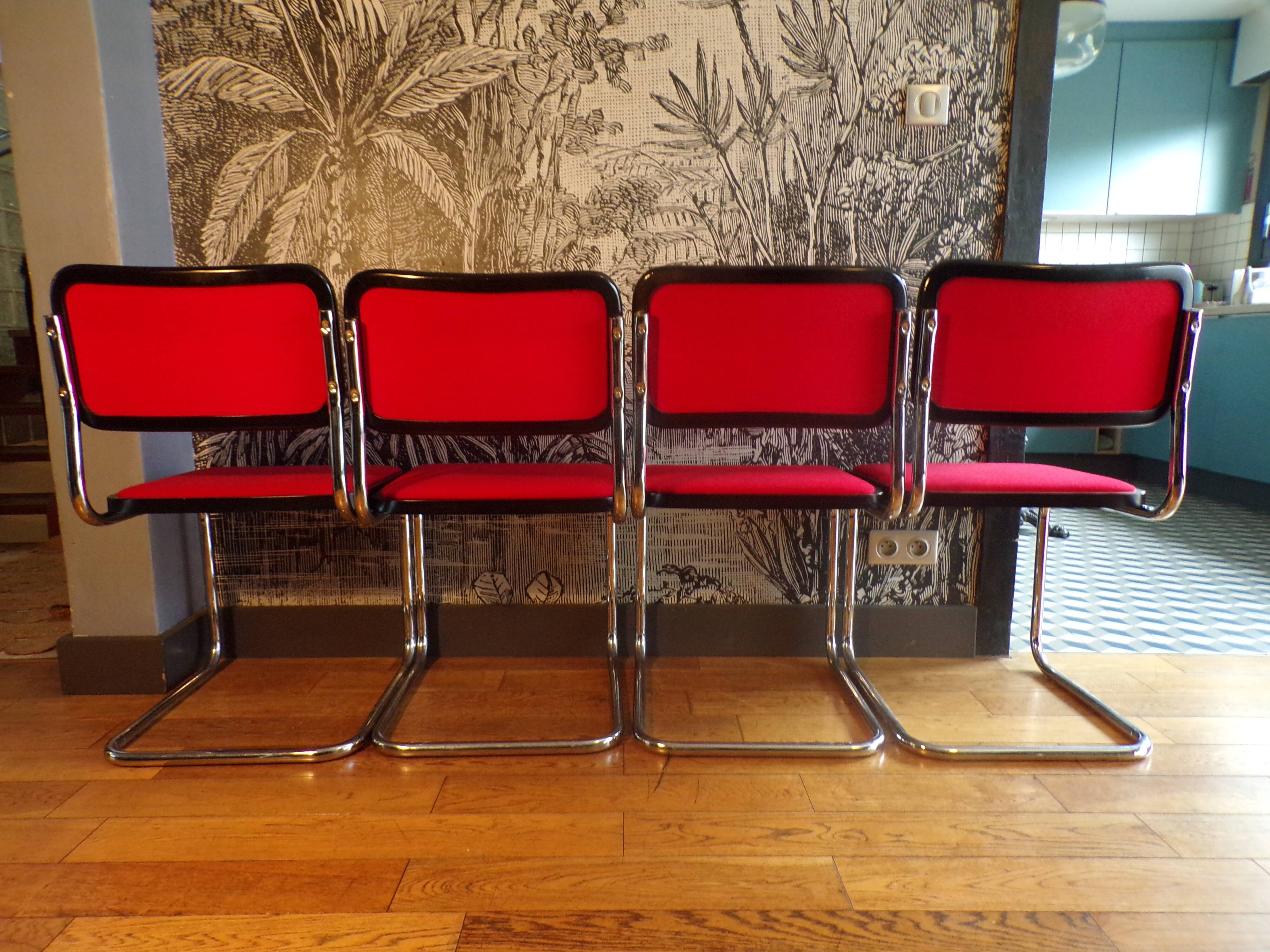 Cesca B32 Marcel Breuer chair red fabric