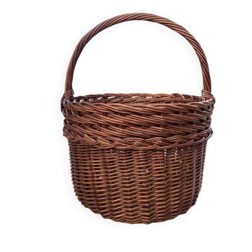 Panier rond en osier tressé