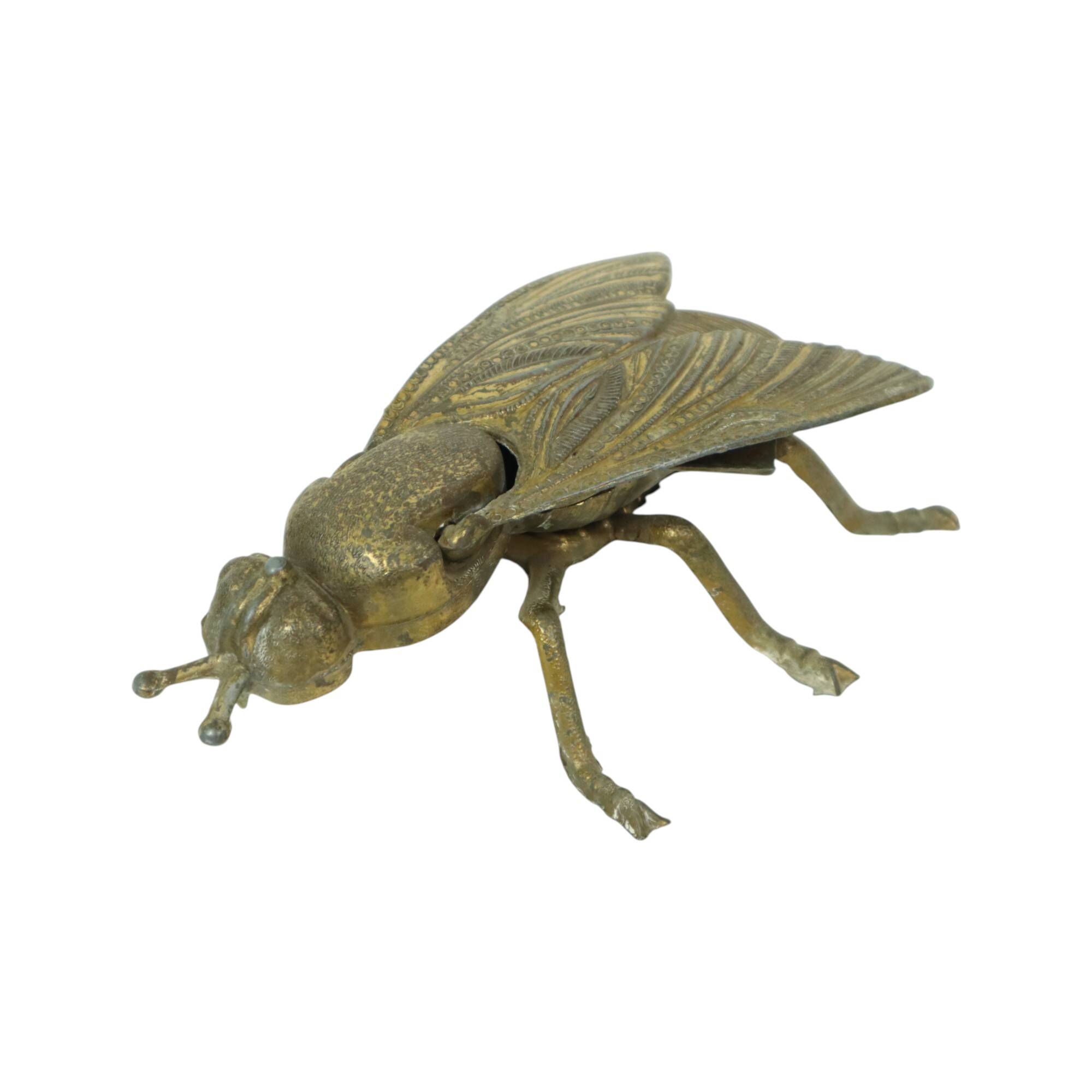 Vintage Copper Ashtray Figurine Fly Brass Italy 1960s