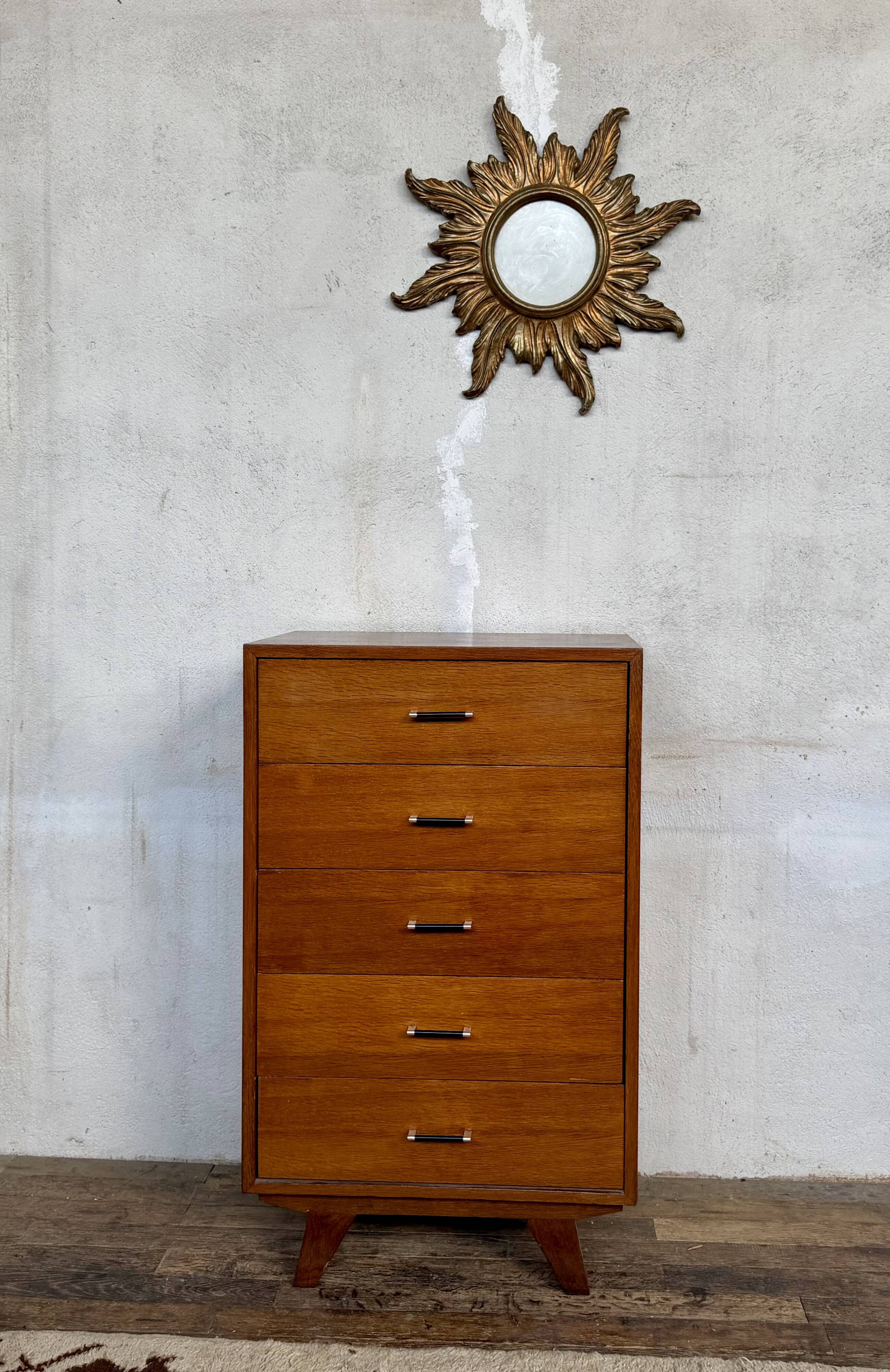 Vintage honey oak chest of drawers – Compass legs