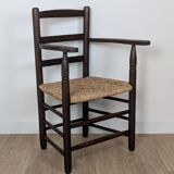 Wooden straw armchair