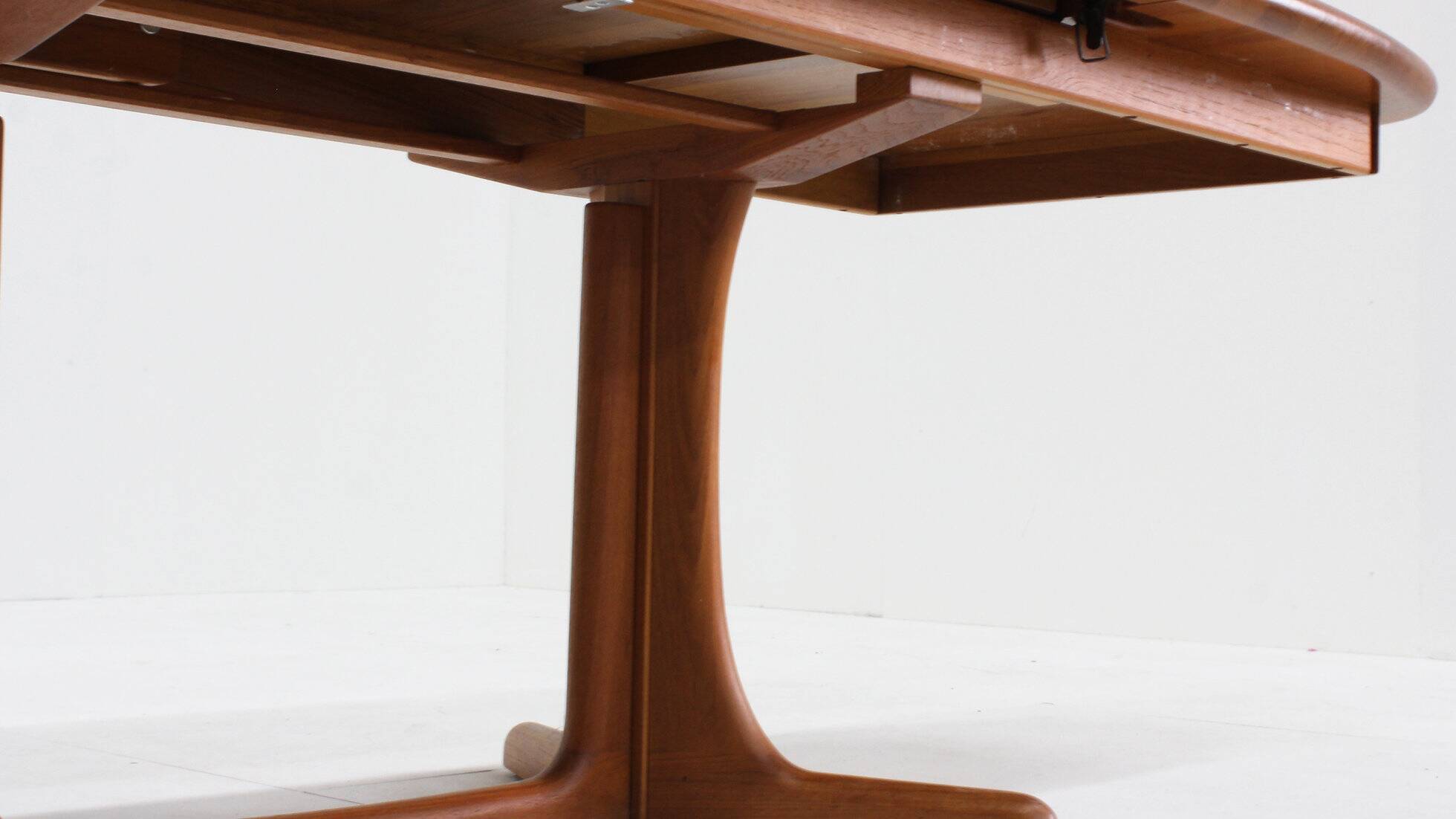 Vintage Danish oval extendable dining table solid teak 1960s