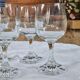 Vintage 10 large crystal glasses - Engraved logo - Cut stem - Very heavy
