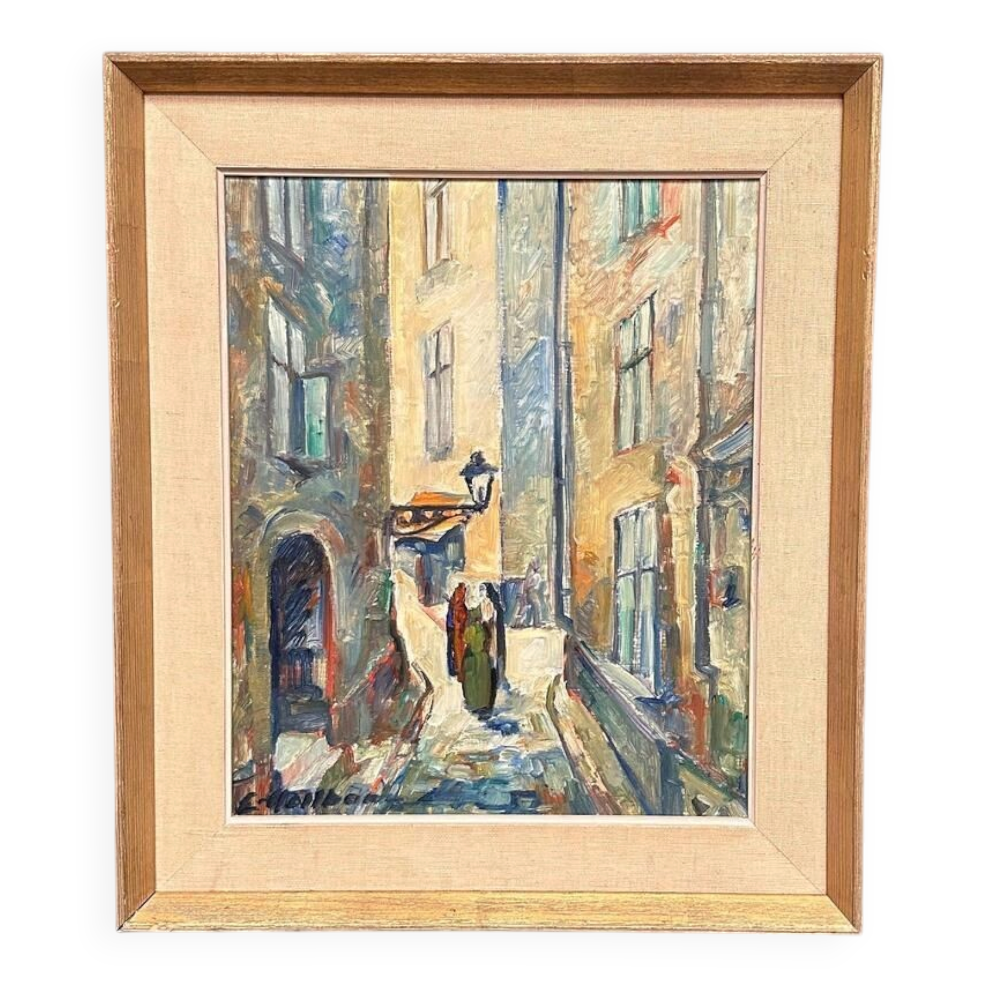 Original Swedish Oil on Panel – “Gamla Stan” (Old Town) by Emil Hellbom