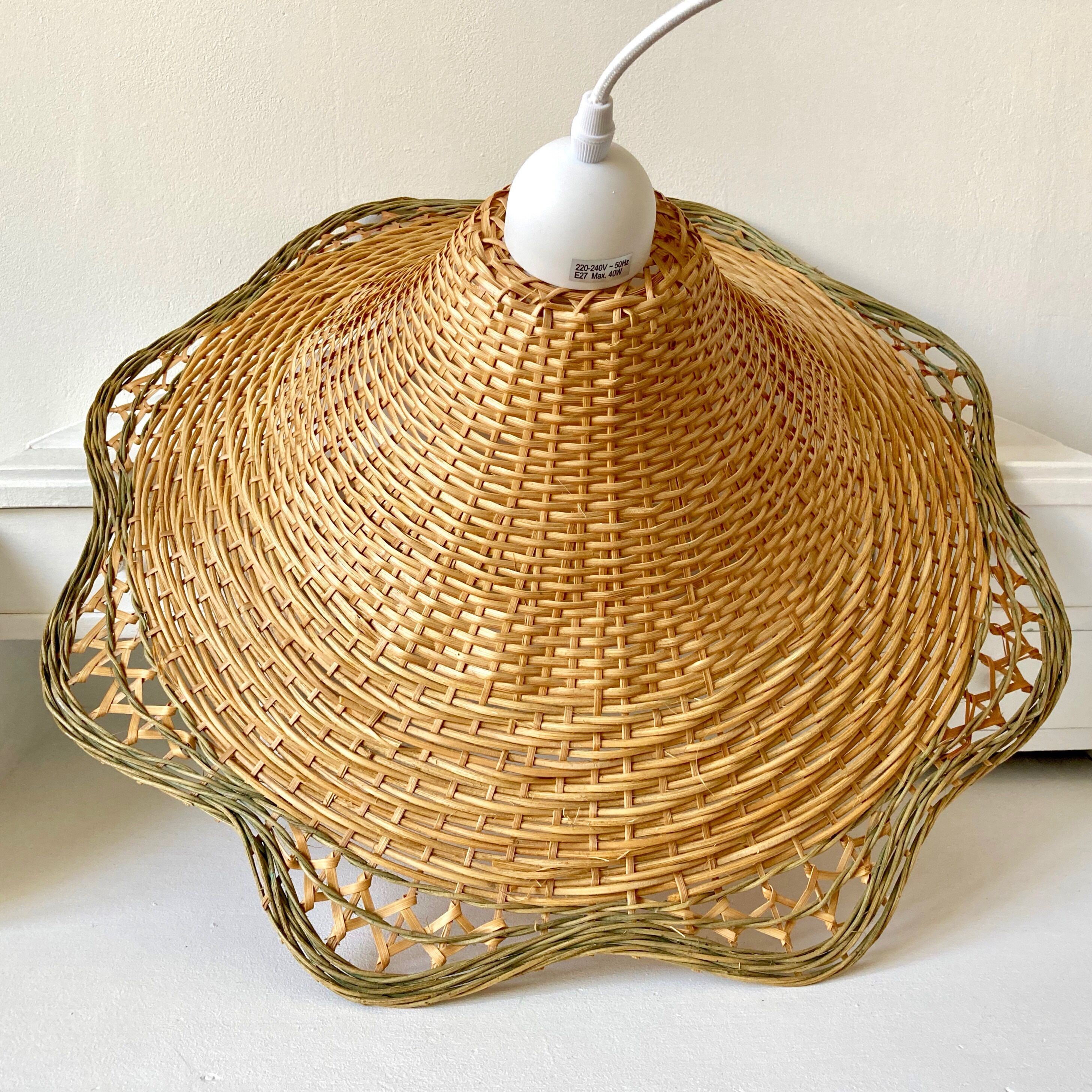 Braided wicker flower suspension