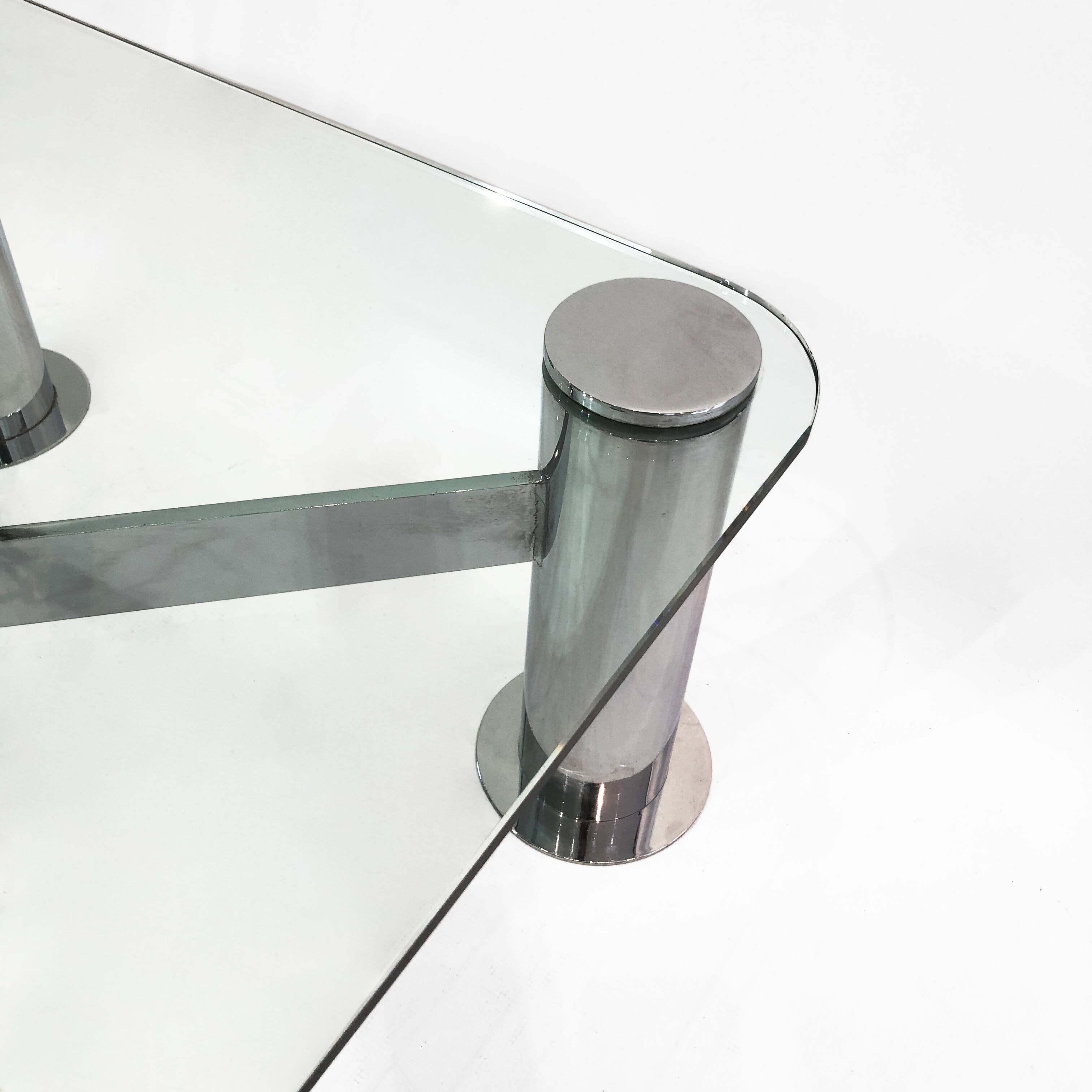 Pace Postmodern Coffee Table 1980s Vintage Retro Italy Chrome Glass