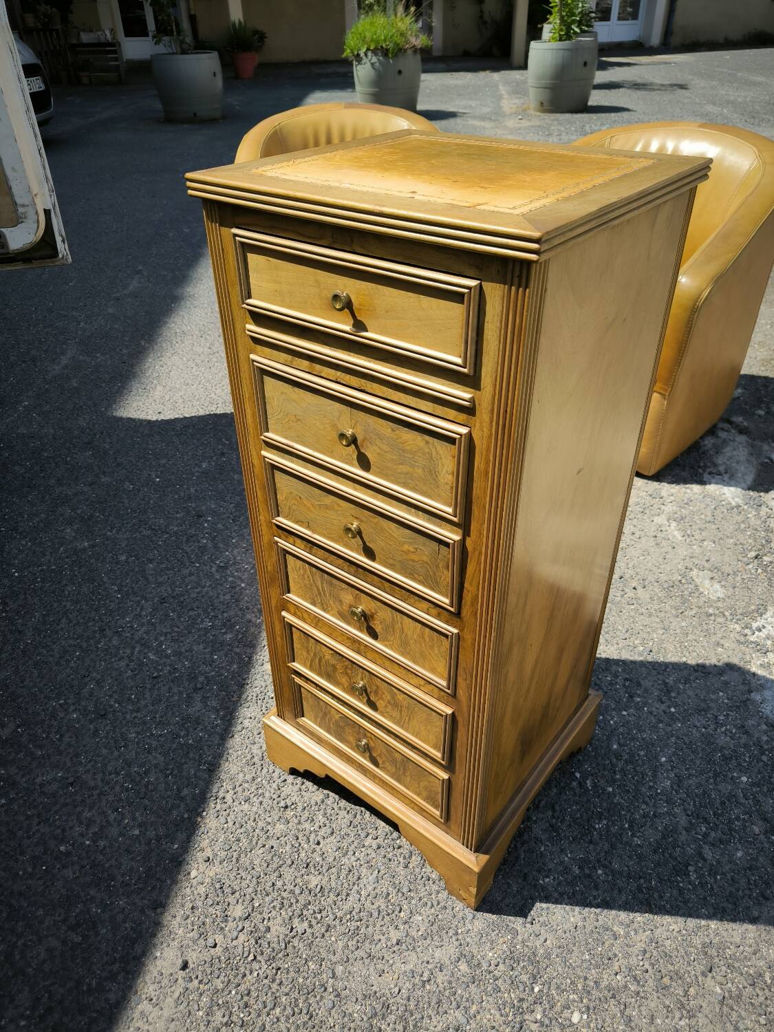 Small 4-sided Louis XVI style walnut cabinet