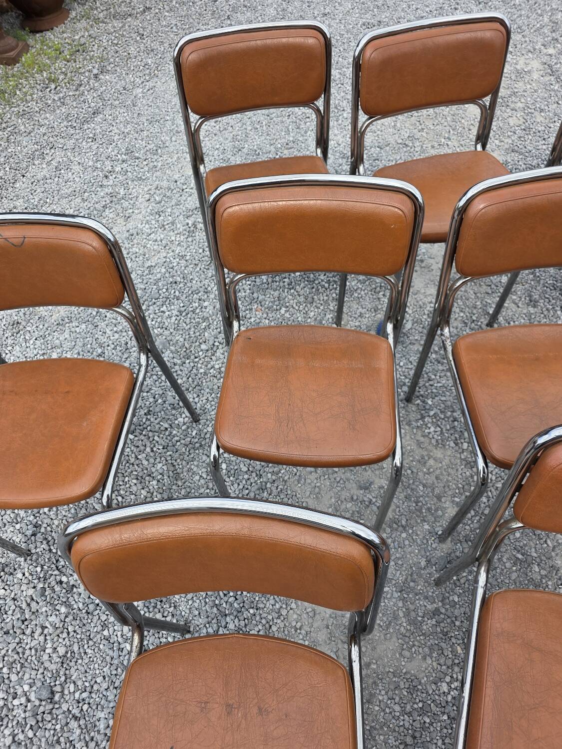 17 chrome metal bistro chairs from the 70s