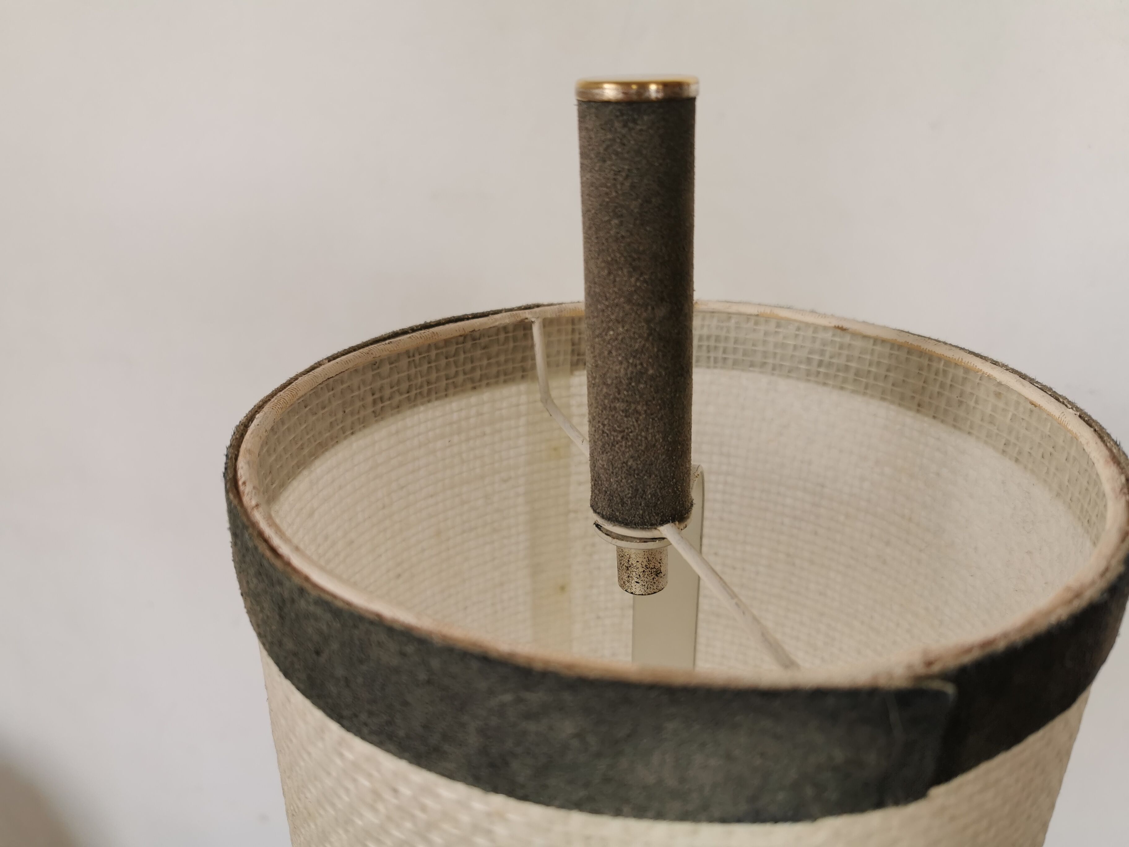 Floor lamp seventies totem, chrome and suede