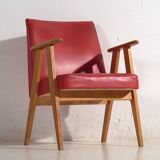 2 red armchairs, circa 1960