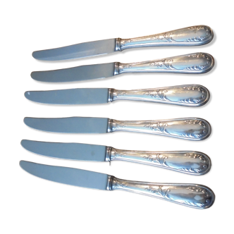 6 Table Knives Silver Metal Blade Inos Louis XV Style