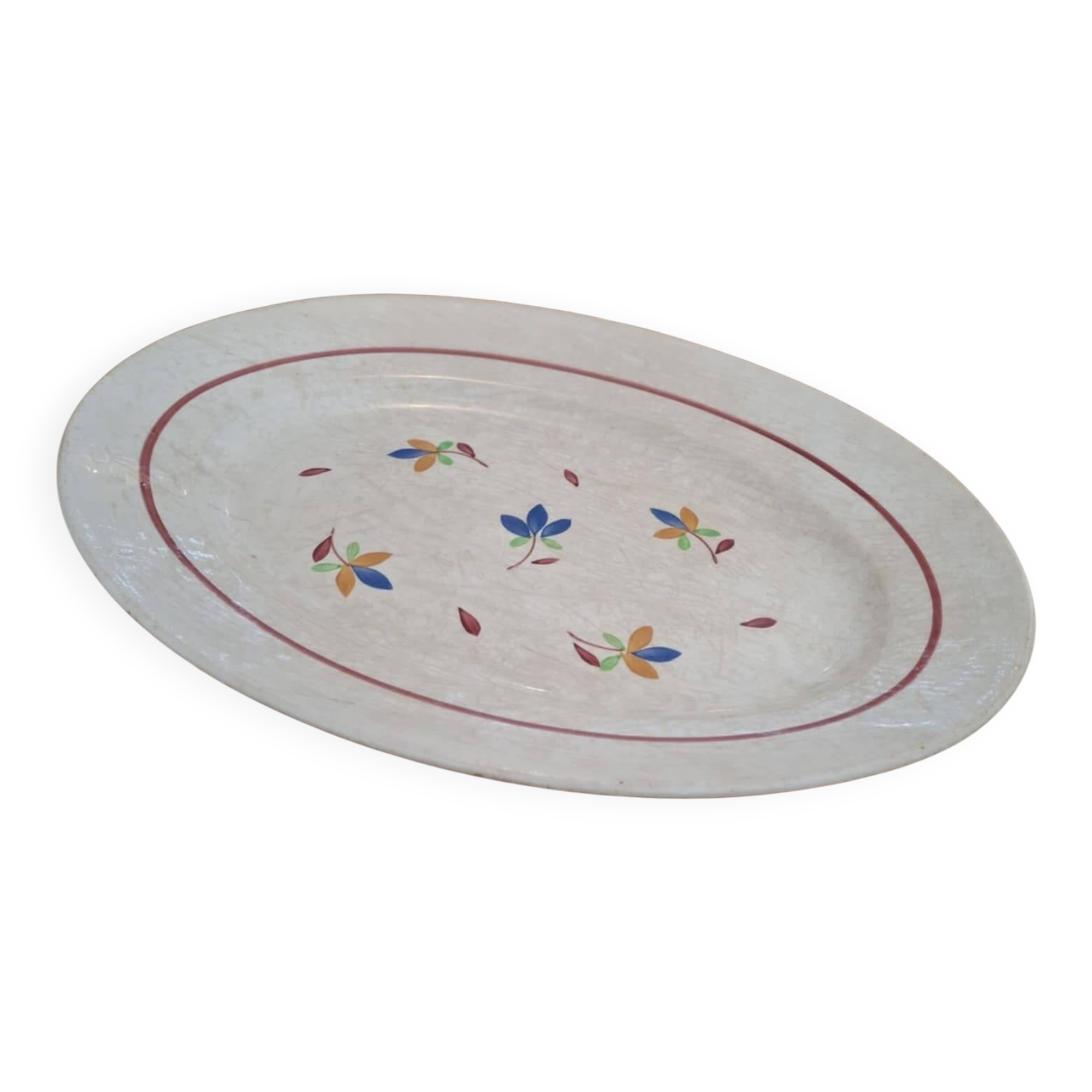 Oval earthenware plate Gien – Anthéor model – Hand-painted decoration