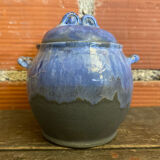 Apothecary pot + old lid peggy la bathie glazed polychrome stoneware