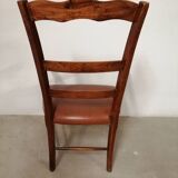 Fauteuil bois massif et skaï