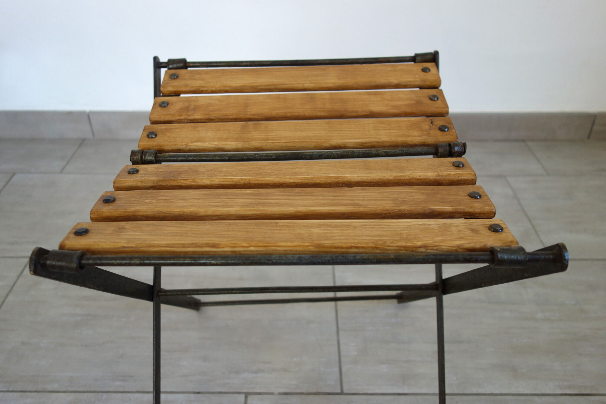 Vintage folding chairs and stool set