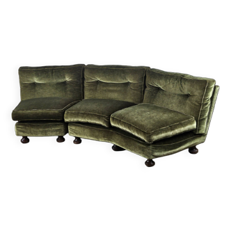 70s corner sofa in green fabric