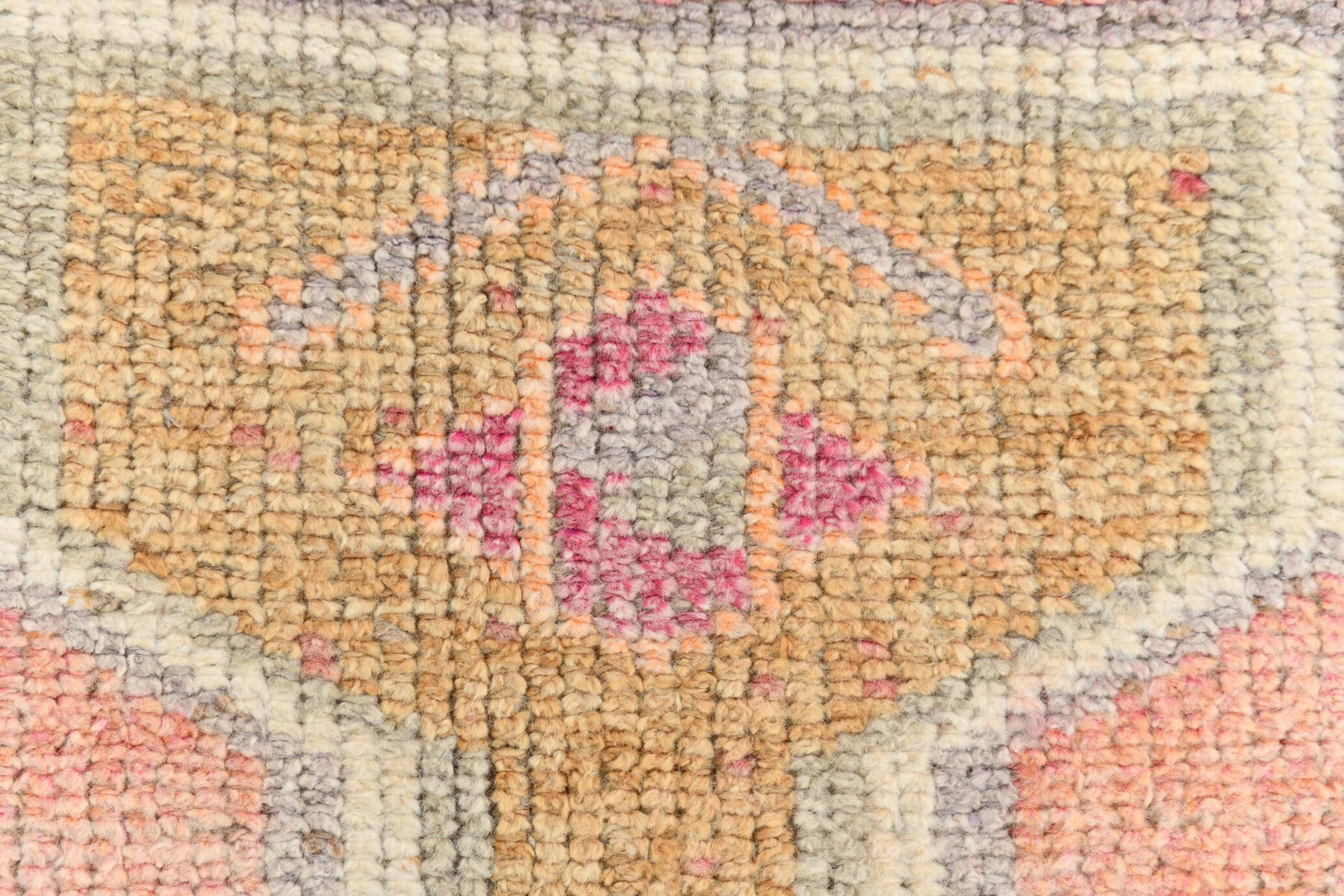 4x10 Runner Salmon Pink Vintage Runner, Turkish Wool Runner, 103x307Cm