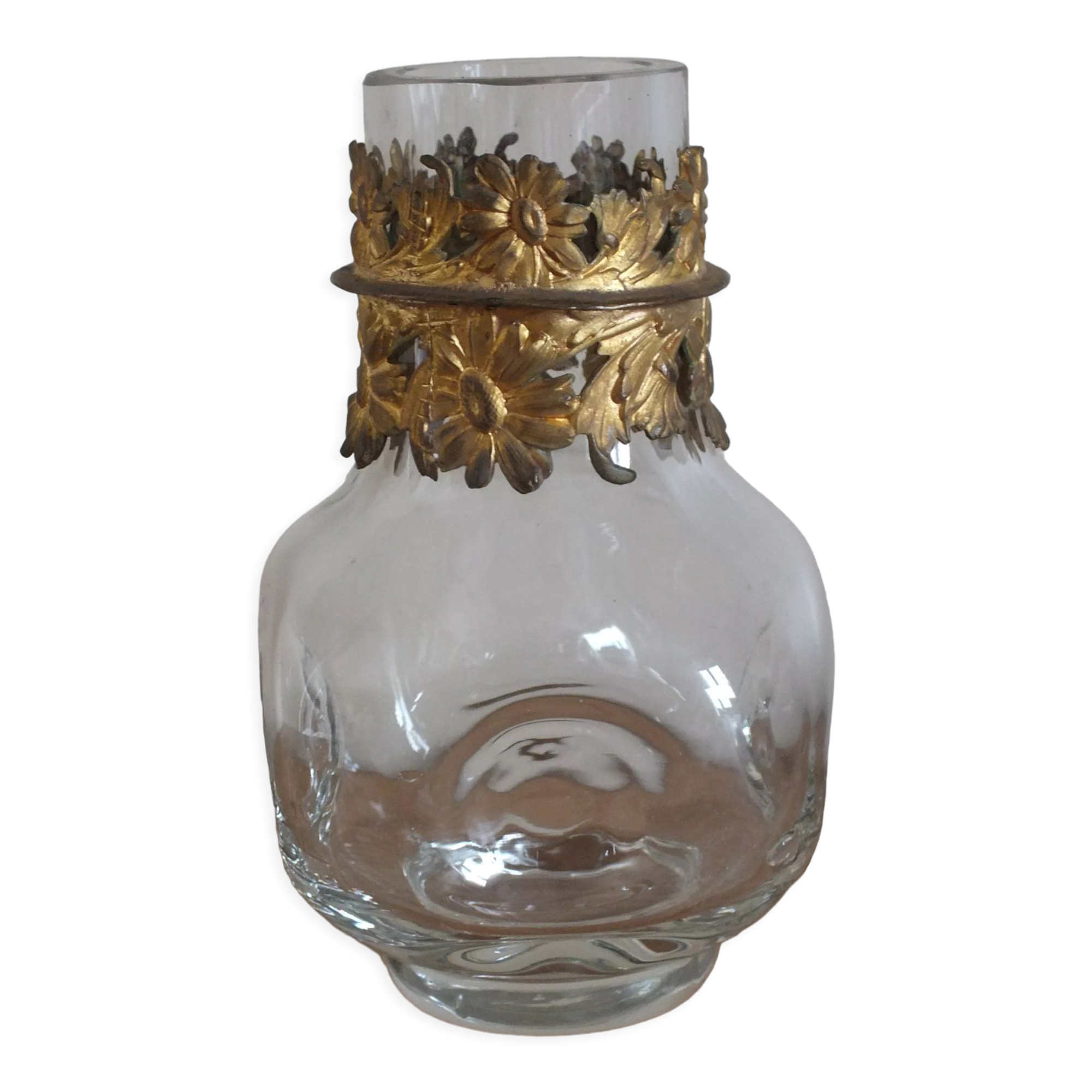 Charming little bulb vase 1900 gilded brass frame