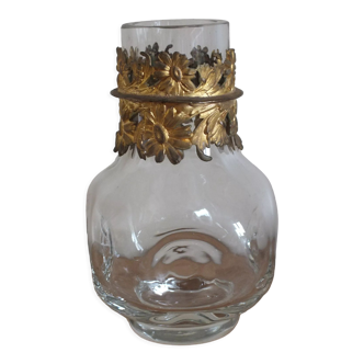 Charming little bulb vase 1900 gilded brass frame