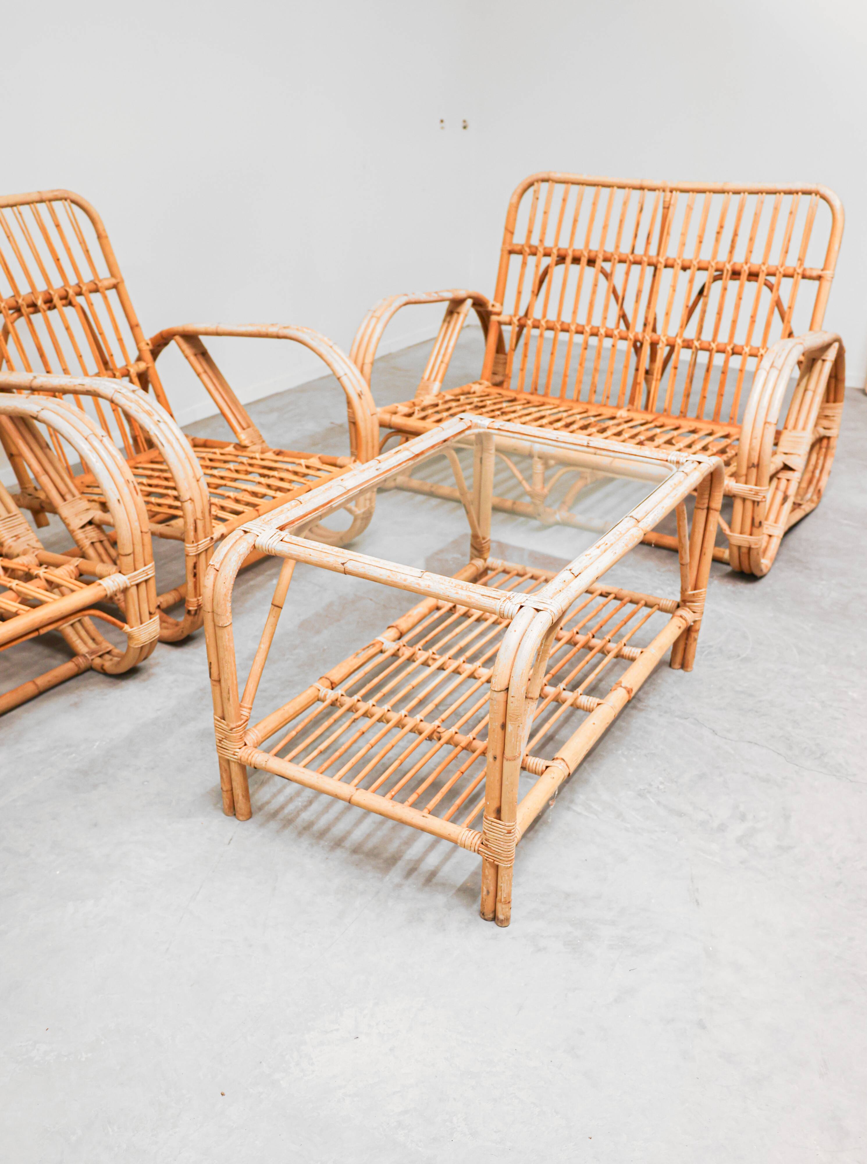 Vintage Rattan Lounge Set