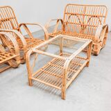 Ensemble de salon en rotin vintage