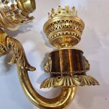 Pair of wall lamps gilded bronze art deco style louis XIV